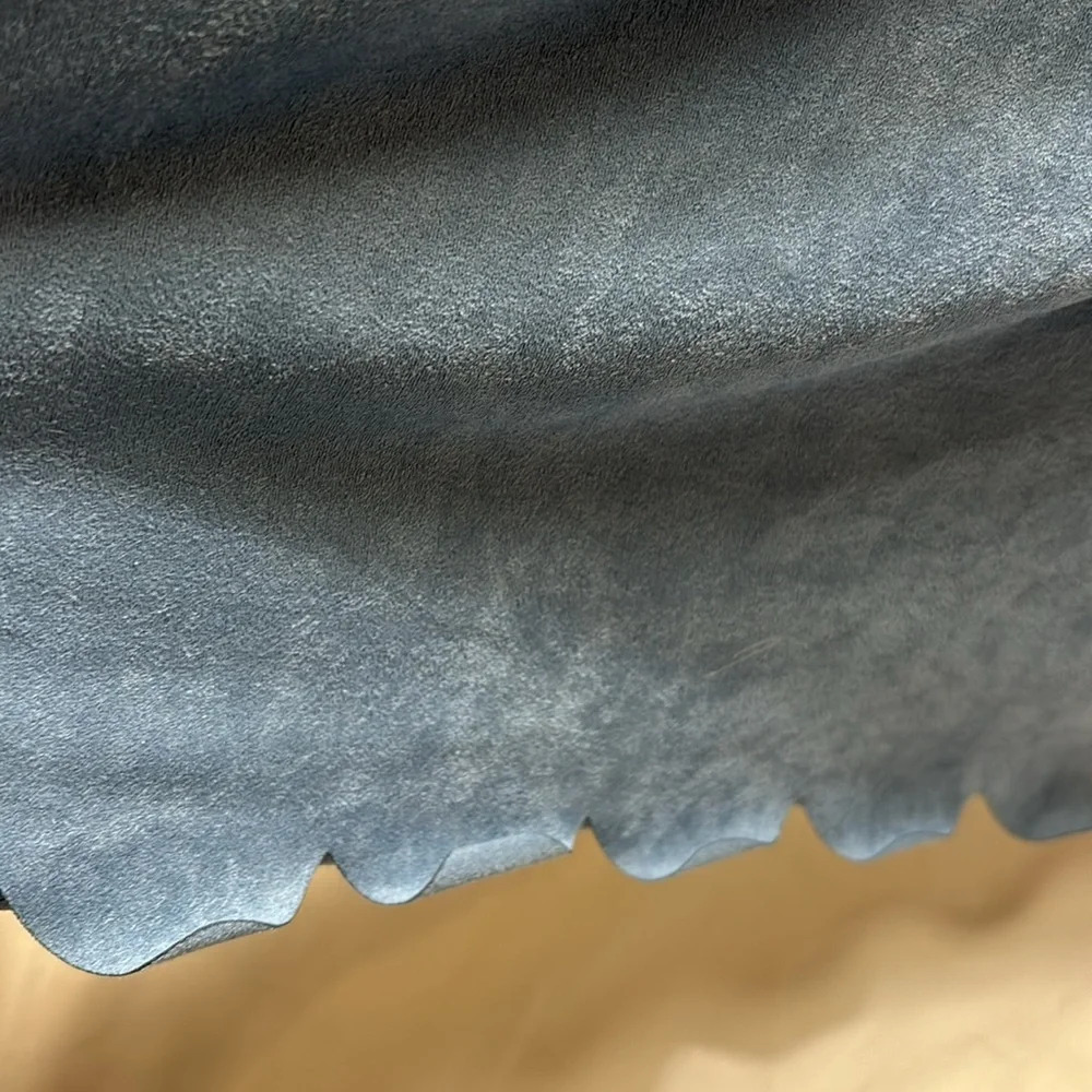 Dusty Blue Mock Neck, Scalloped, Suede, Midi Dress size 3X - Picture 2 of 11